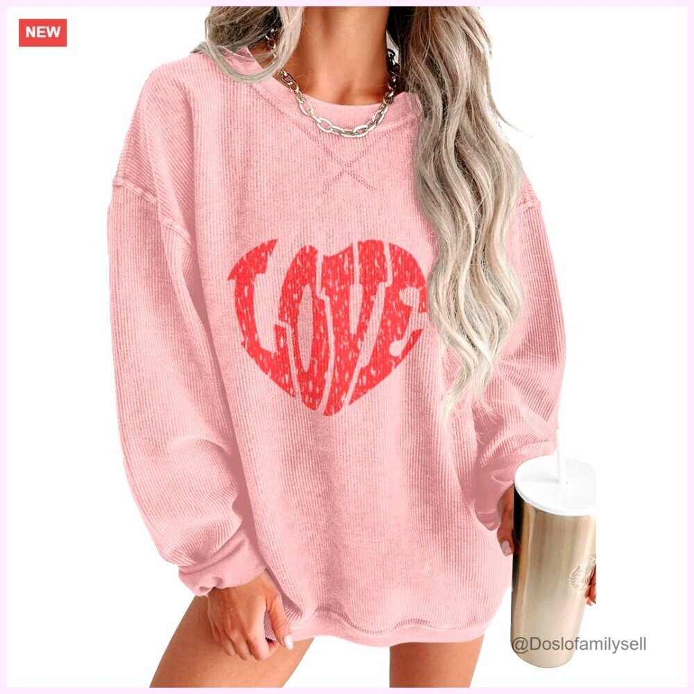 Oversized Corduroy Pullover Sweatshirt Casual Crewneck Long Sleeve Top
